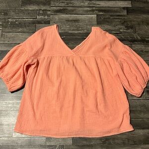 Peach V-Neck Women's Top